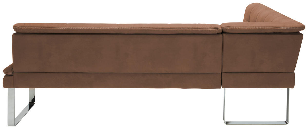 ECKBANK 174/233 cm Mikrofaser Chromfarben, Hellbraun Metall   - Chromfarben/Hellbraun, Design, Textil/Metall (174/233cm) - Novel