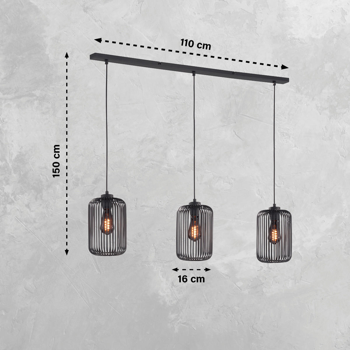 VISILICA    110/16/150 cm    - crna/boja peska, Dizajnerski, metal/tekstil (110/16/150cm) - Schöner Wohnen