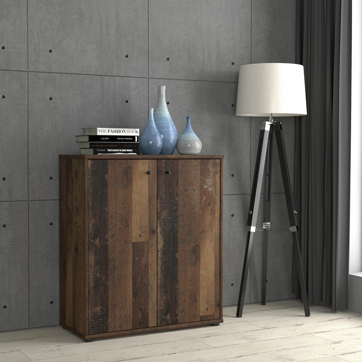 COMMODE 73,7/85,5/34,8 cm  in Dunkelbraun, Graubraun  - Dunkelbraun/Graubraun, Design, Holzwerkstoff (73,7/85,5/34,8cm)
