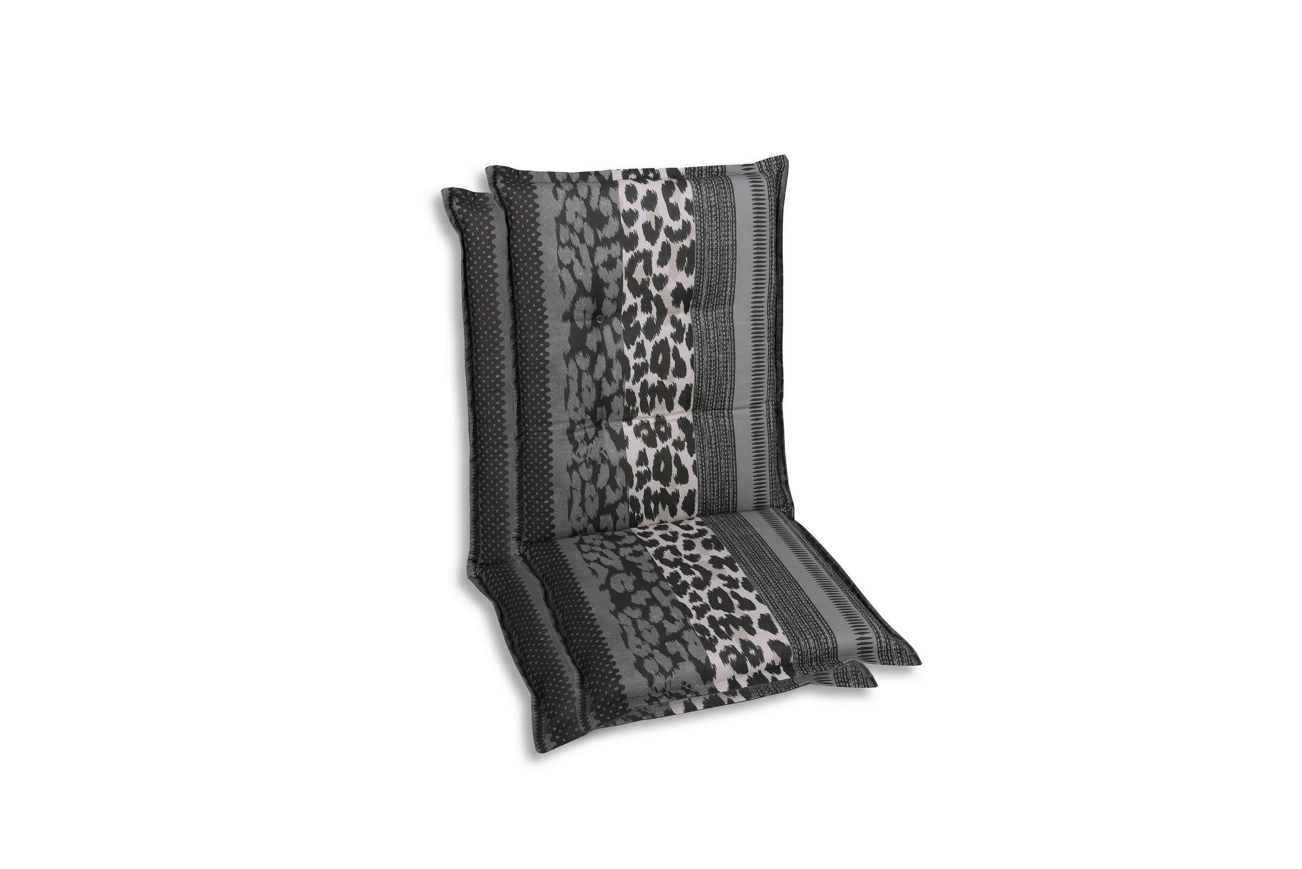SESSELAUFLAGENSET in Anthrazit Animalprint  - Anthrazit, Basics, Textil (50/7/110cm)