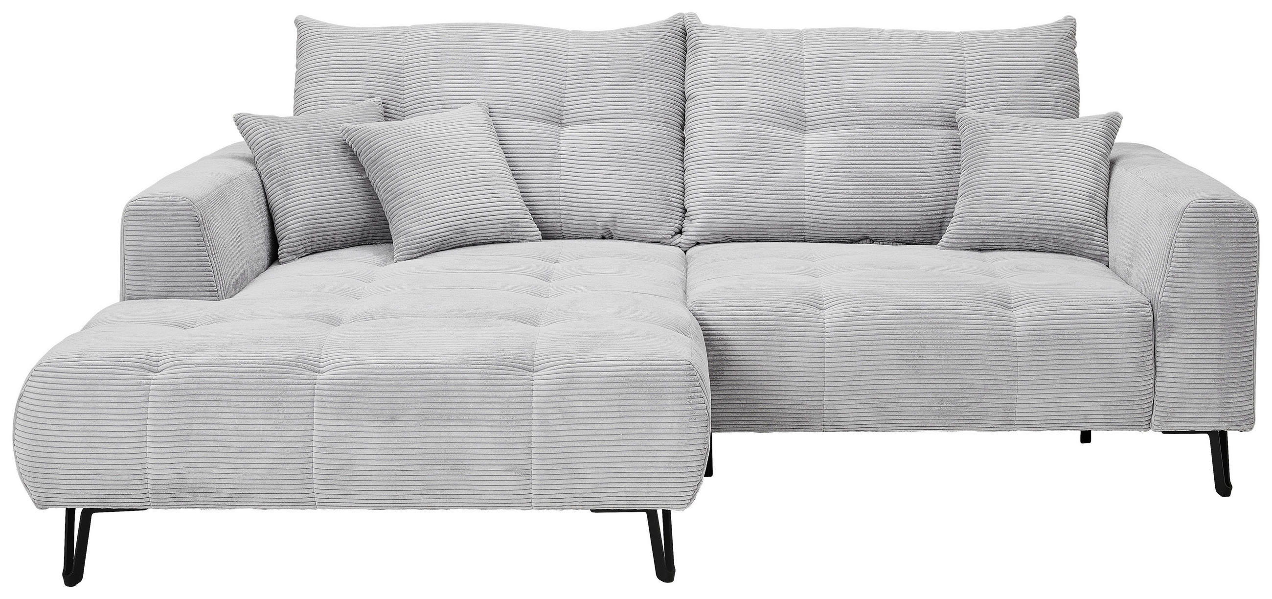 ECKSOFA in Cord Hellgrau  - Hellgrau/Schwarz, Konventionell, Textil/Metall (185/250cm) - Carryhome