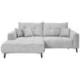 ECKSOFA in Cord Hellgrau  - Hellgrau/Schwarz, KONVENTIONELL, Textil/Metall (185/250cm) - Carryhome