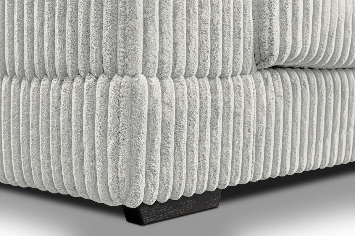 ECKSOFA in Cord Weiß  285/195 cm  - Schwarz/Weiß, Design, Kunststoff/Textil (285/195cm) - MID.YOU