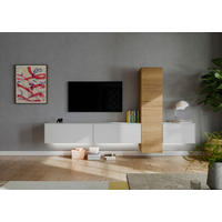 WOHNWAND  in Weiss, Eichefarben 282/160/37 cm  - Weiss/Eichefarben, Design, Holzwerkstoff (282/160/37cm) - Celina Home