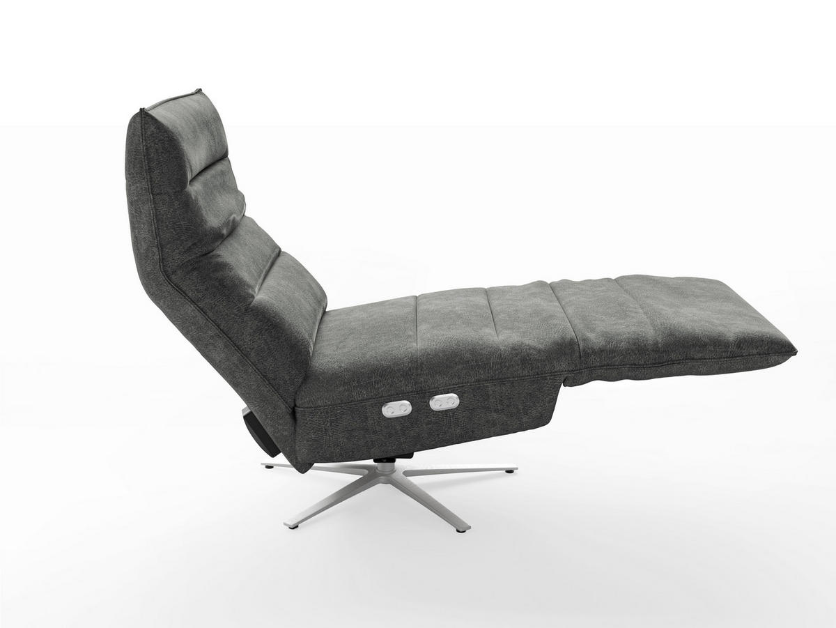 RELAXSESSEL Textil Dunkelgrau  - Dunkelgrau/Silberfarben, Basics, Textil/Metall (80/109/98cm) - Sit & More