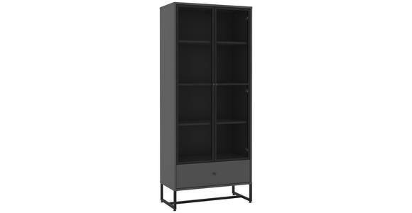 VITRINE in Anthrazit, Schwarz - Anthrazit/Schwarz, MODERN, Holzwerkstoff/Metall (80/190/41cm) - Novel