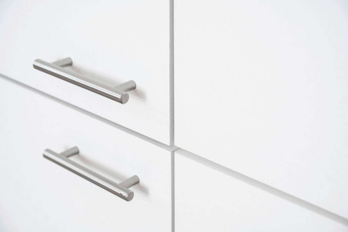 KÜCHENBLOCK 210 cm   in Weiß  - Edelstahlfarben/Nussbaumfarben, Basics, Holzwerkstoff/Metall (210cm) - Respekta
