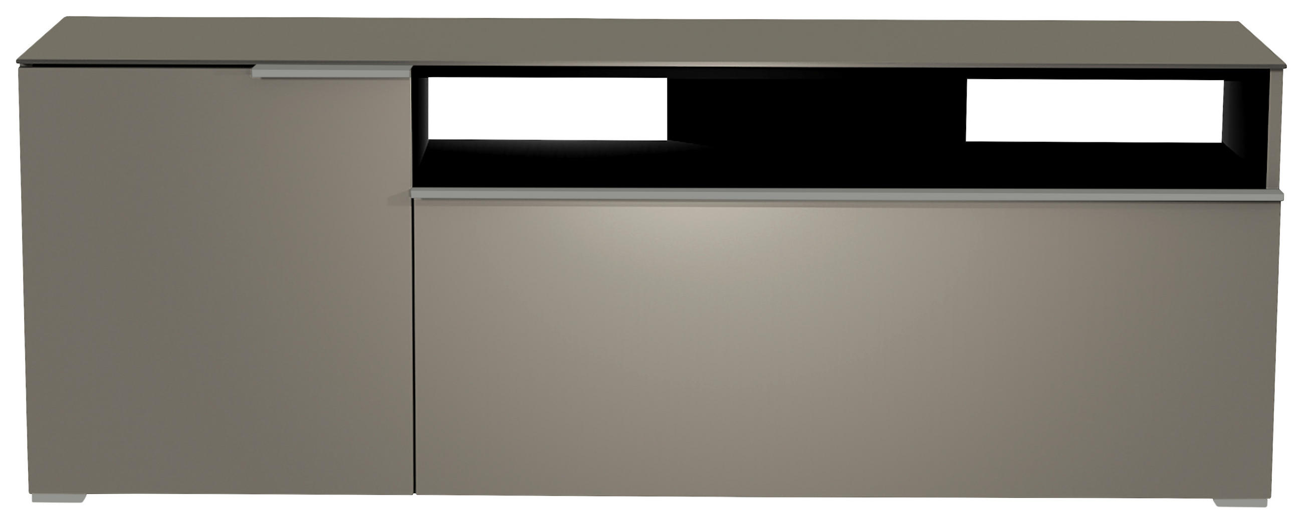 LOWBOARD Grau, Alufarben  160/58/45 cm  - Alufarben/Grau, Design, Glas/Holzwerkstoff (160/58/45cm) - Moderano