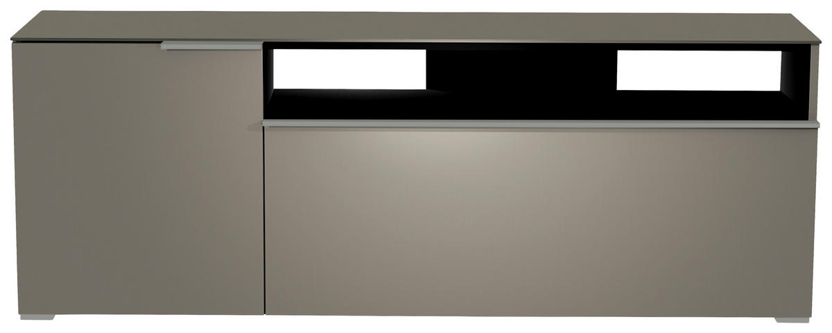 LOWBOARD Grau, Alufarben  160/58/45 cm  - Alufarben/Grau, Design, Glas/Holzwerkstoff (160/58/45cm) - Moderano