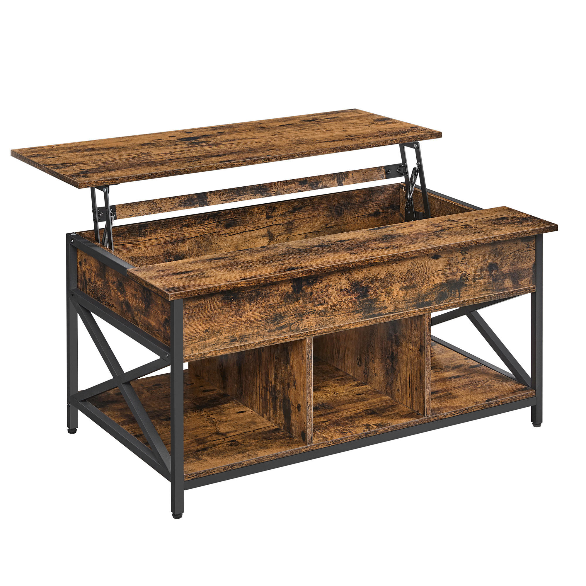 Mid.you Couchtisch Dunkelbraun, Schwarz 48-62x60x100 cm