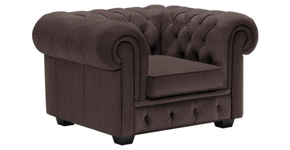 CHESTERFIELD-SESSEL - Wengefarben/Dunkelbraun, LIFESTYLE, Holz/Textil (115/76,5/96cm) - Landscape