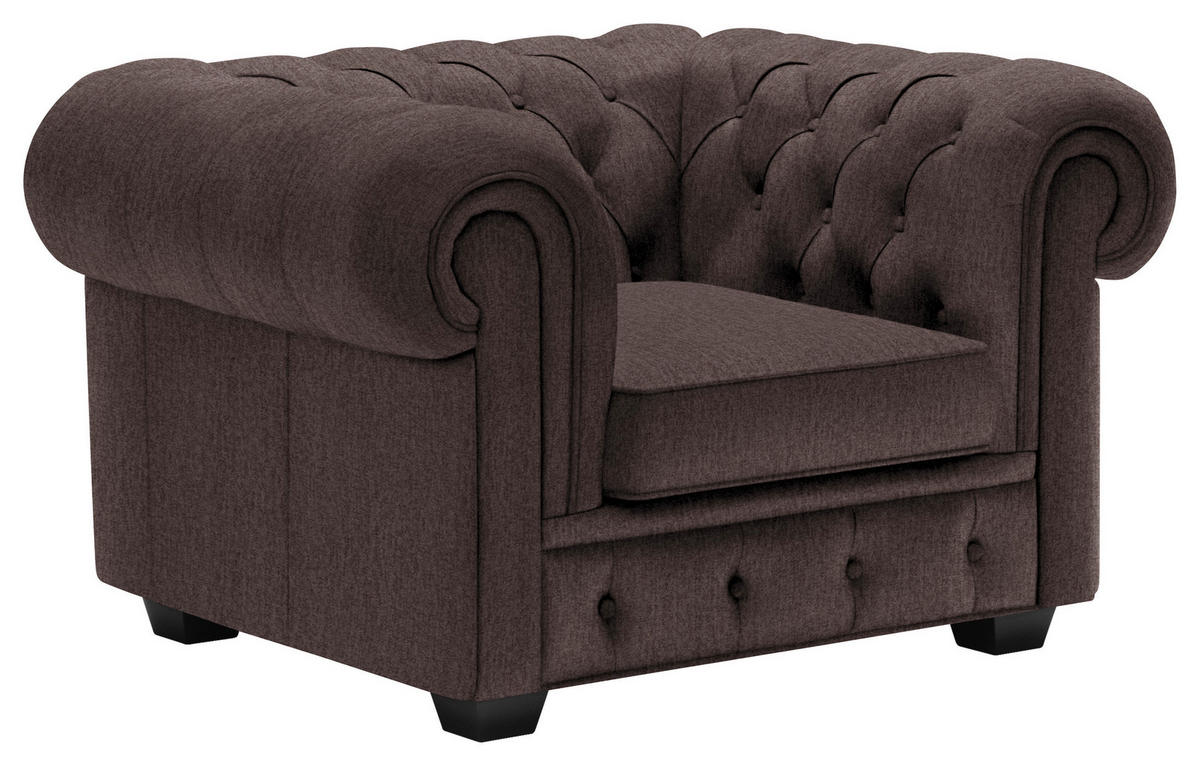 CHESTERFIELD-SESSEL - Wengefarben/Dunkelbraun, LIFESTYLE, Holz/Textil (115/76,5/96cm) - Landscape