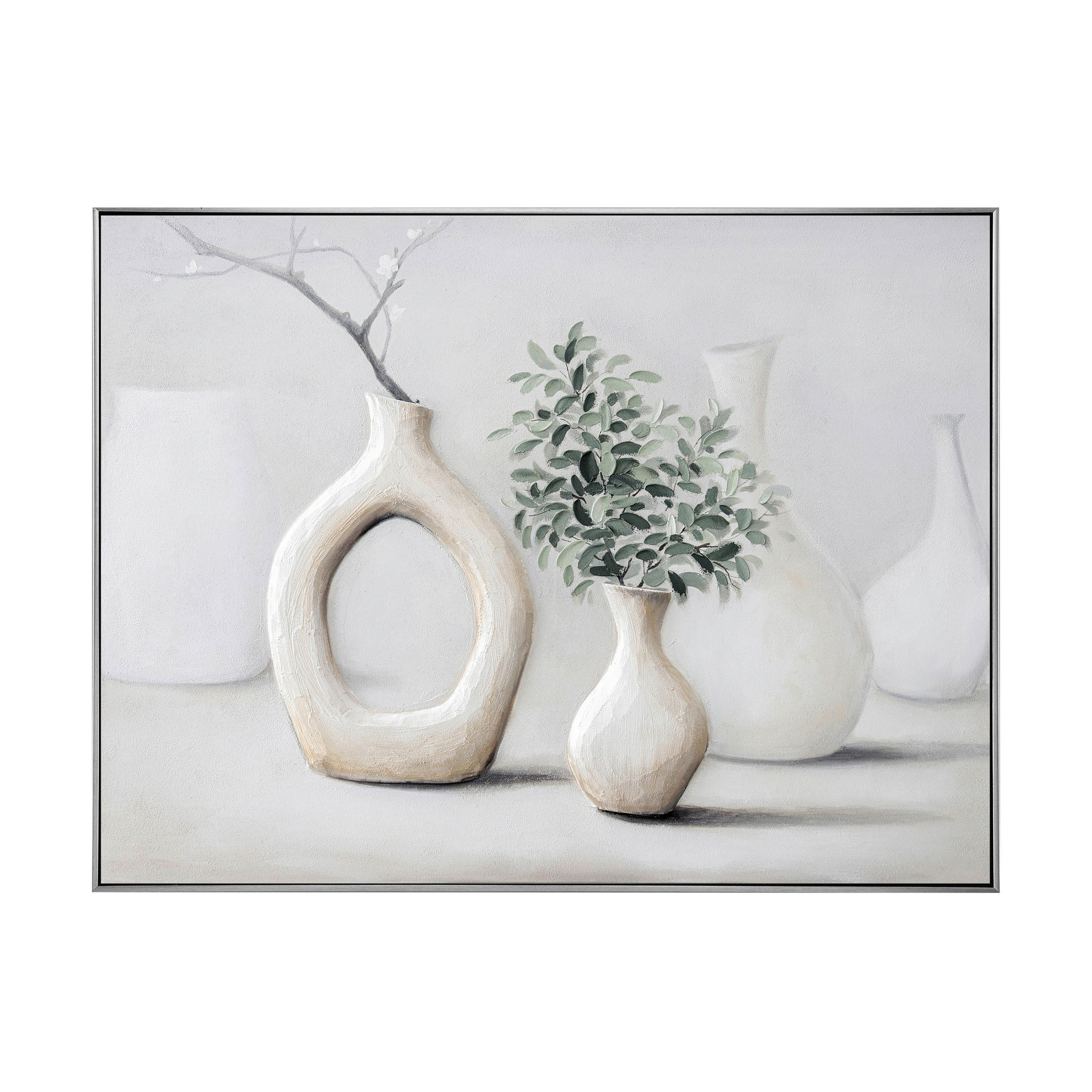 OLEJOMAĽBA, zátišie, 120/90 cm  - strieborná, Trend, drevo/textil (120/90cm) - Monee