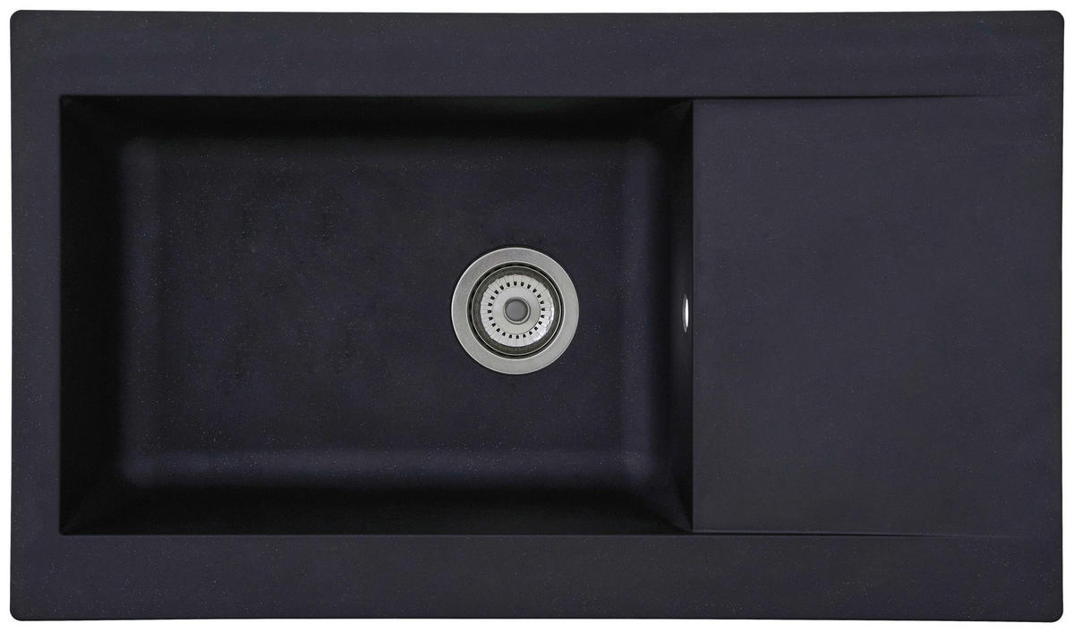 SPÜLE 1712DENVER86X50S  - Schwarz, Trend, Glas/Kunststoff (86/20/50cm) - Respekta