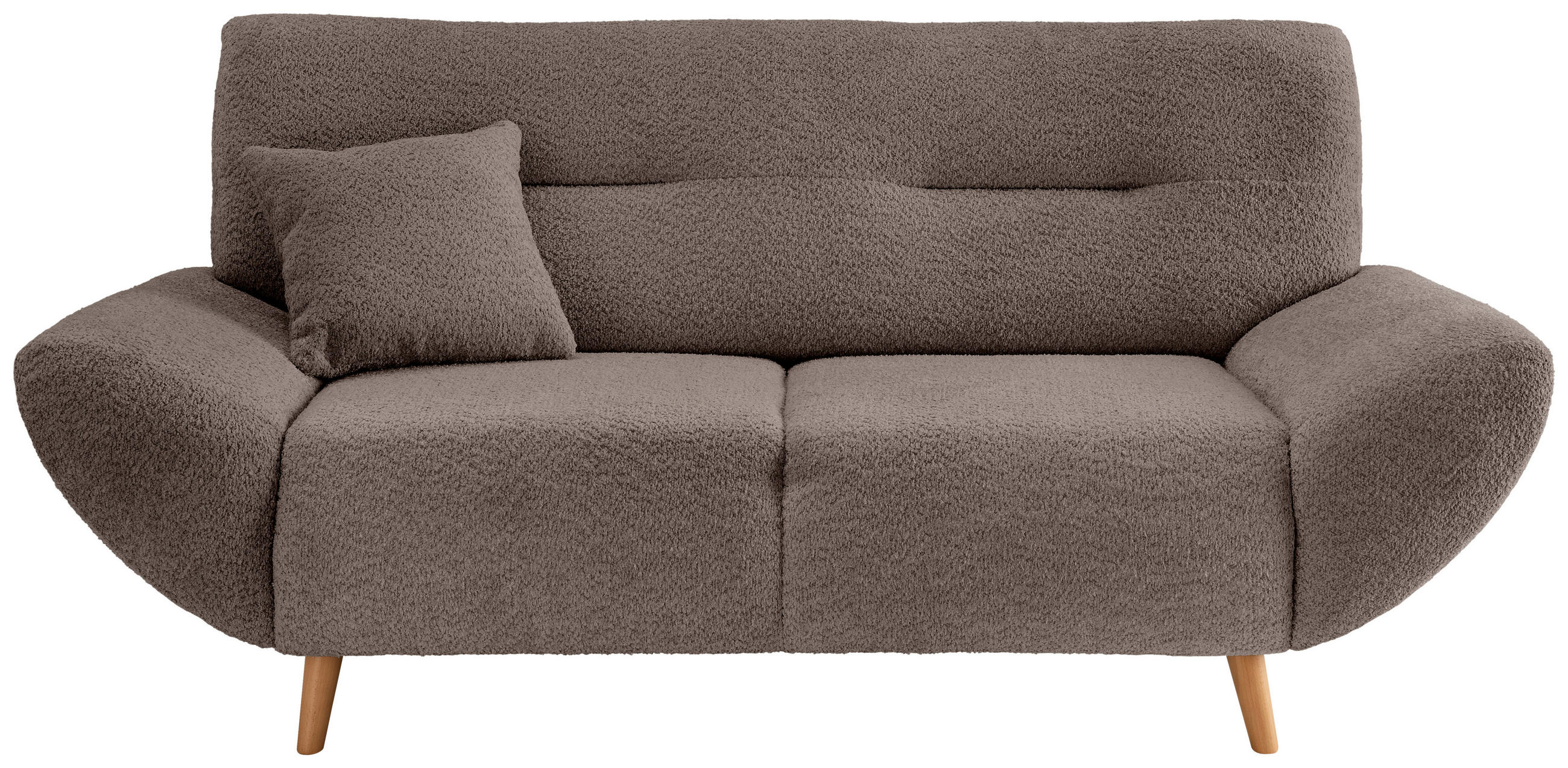3-SITZER-SOFA in Bouclé Taupe  - Taupe/Wildeiche, KONVENTIONELL, Holz/Textil (205/81/90cm) - MID.YOU