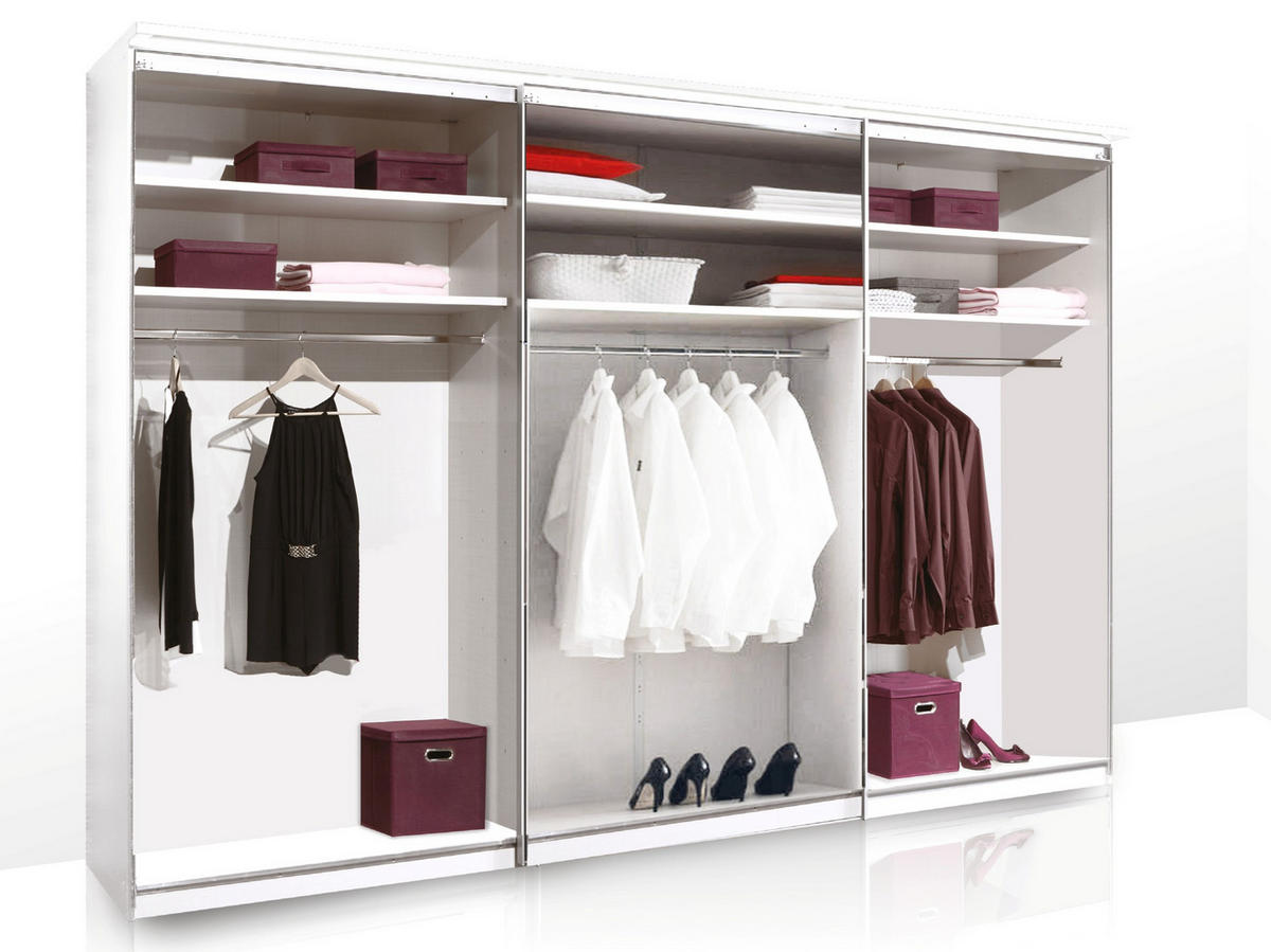 SCHWEBETÜRENSCHRANK  in Weiß  - Alufarben/Weiß, Design, Glas/Holzwerkstoff (249/222/68cm) - Moderano