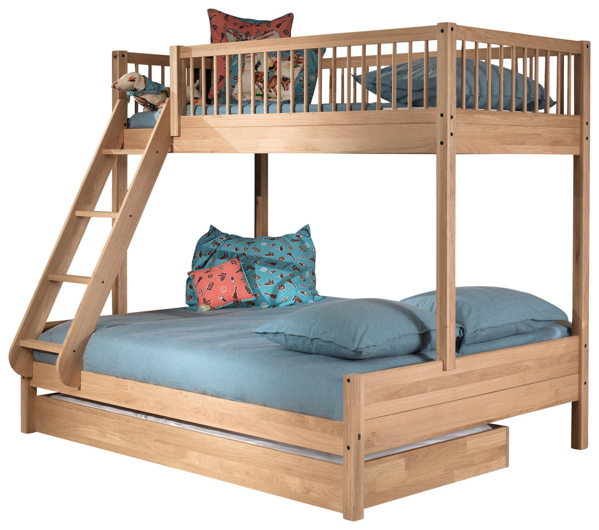 ETAGENBETT - Eichefarben/Naturfarben, MODERN, Holz (90/140/200cm) - Vipack