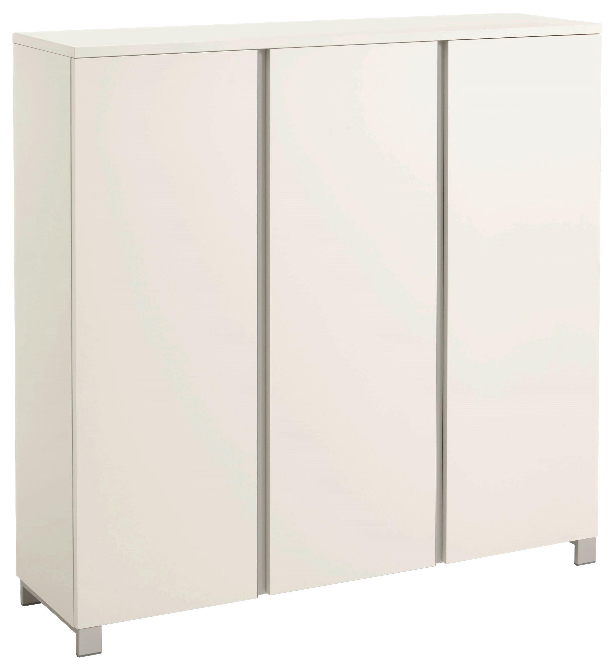 SCHUHSCHRANK Silberfarben, Weiß  - Silberfarben/Weiß, Design, Holzwerkstoff/Metall (125/126/37cm)