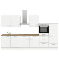 KÜCHENBLOCK 360 cm   in Weiß, Eichefarben  - Edelstahlfarben/Eichefarben, MODERN, Holzwerkstoff/Metall (360cm) - Nobilia