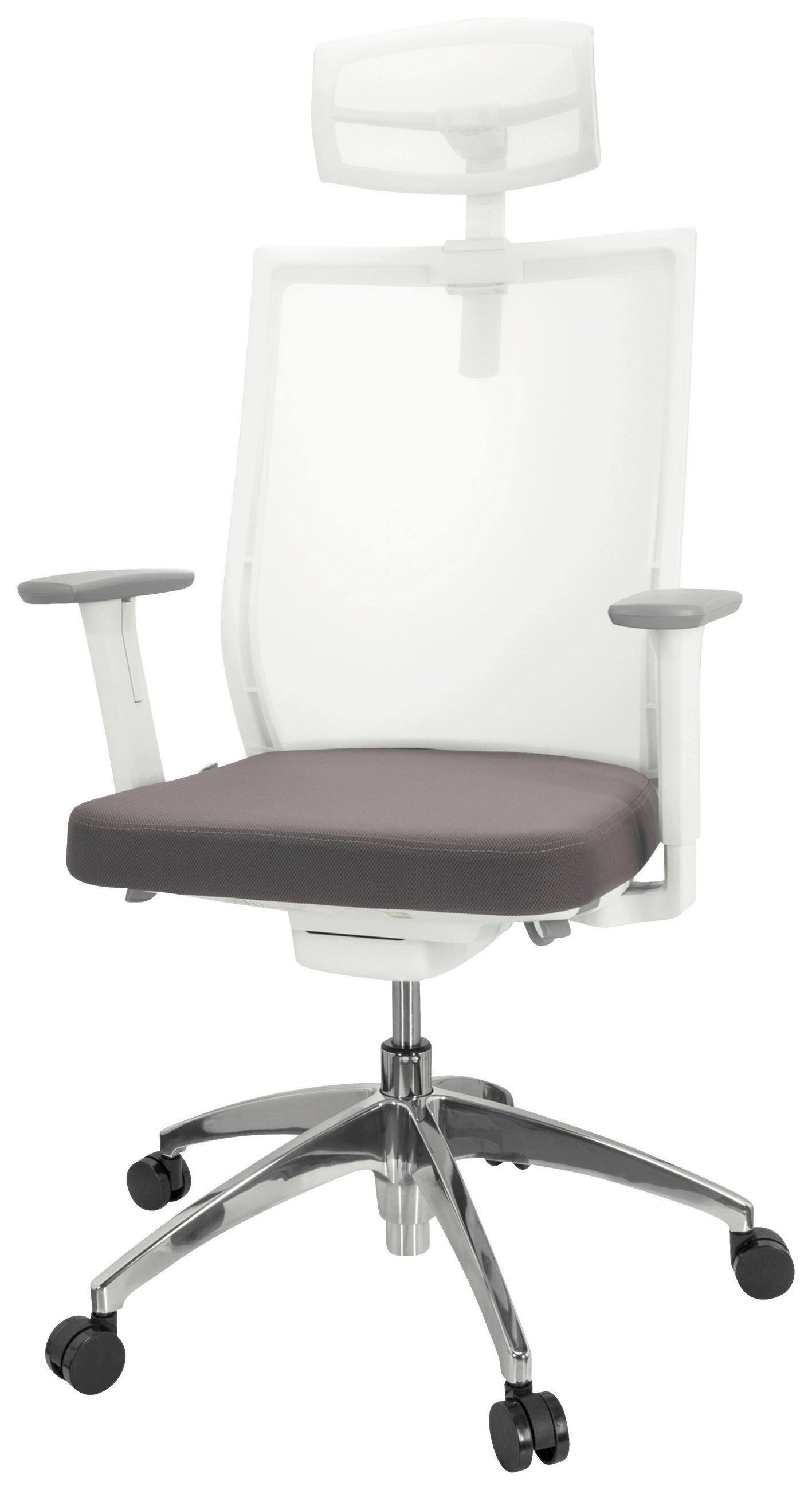 Thumbnail - Mid.you Drehstuhl, Grau, Weiß, Textil, Drehkreuz, 63x112-122x55 cm, Sitzfläche 360° drehbar, Arbeitszimmer, Bürostühle, ...