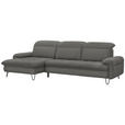 ECKSOFA in Flachgewebe Hellgrau  180/310 cm  - Hellgrau/Schwarz, LIFESTYLE, Textil/Metall (180/310cm) - Valnatura