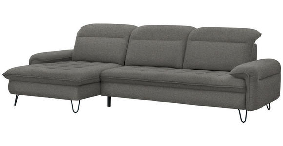 ECKSOFA in Flachgewebe Hellgrau 180/310 cm - Hellgrau/Schwarz, LIFESTYLE, Textil/Metall (180/310cm) - Valnatura