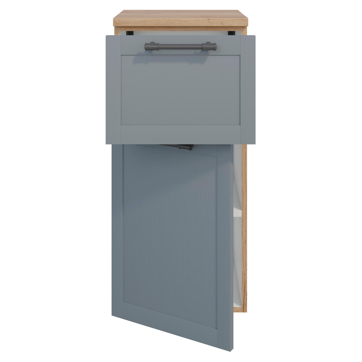 HIGHBOARD  - Edelstahlfarben/Eichefarben, MODERN, Holzwerkstoff/Metall (40/88,5/38cm) - Celina Home