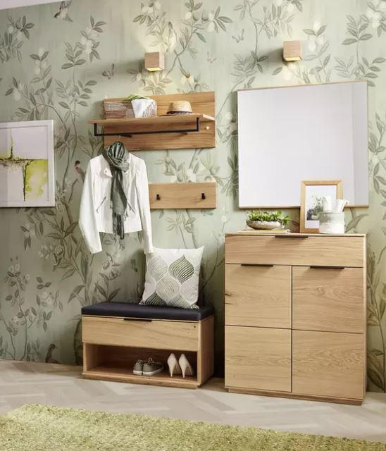 GARDEROBE 5-teilig  in 190/202/38 cm  - Eichefarben/Anthrazit, Natur, Holz/Textil (190/202/38cm) - Linea Natura