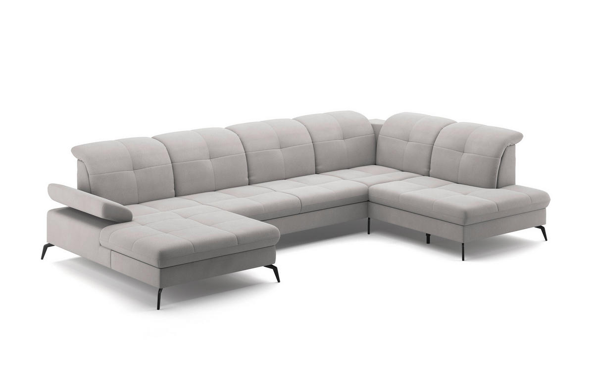 WOHNLANDSCHAFT in Flachgewebe Silberfarben  - Silberfarben/Schwarz, Konventionell, Textil/Metall (185/357/231cm) - Sit & More