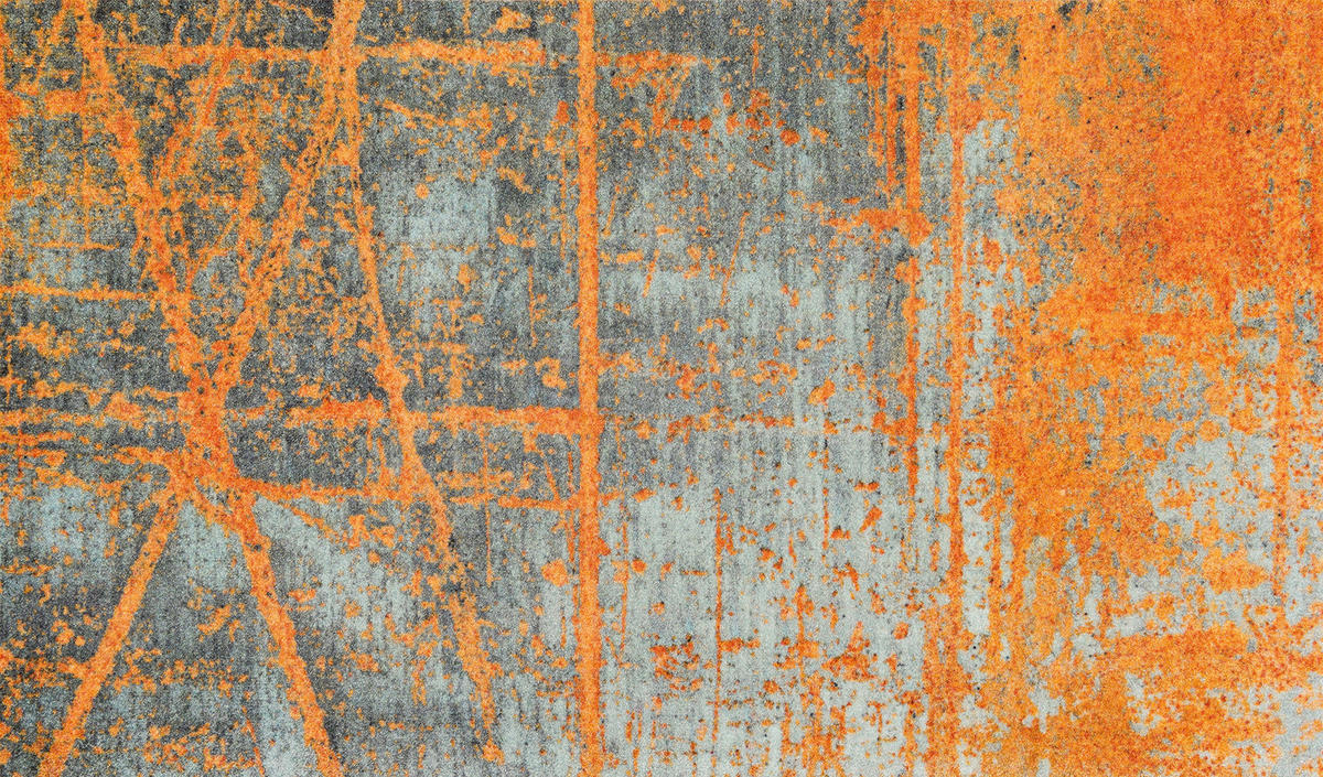 FUßMATTE 70/120 cm Rustic  - Orange/Grau, KONVENTIONELL, Kunststoff/Textil (70/120cm) - wash+dry