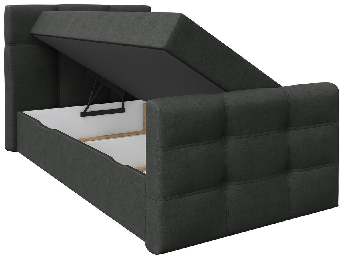 BOXBETT 120/200 cm  in Anthrazit  - Anthrazit/Schwarz, Basics, Kunststoff/Textil (120/200cm) - Chameo