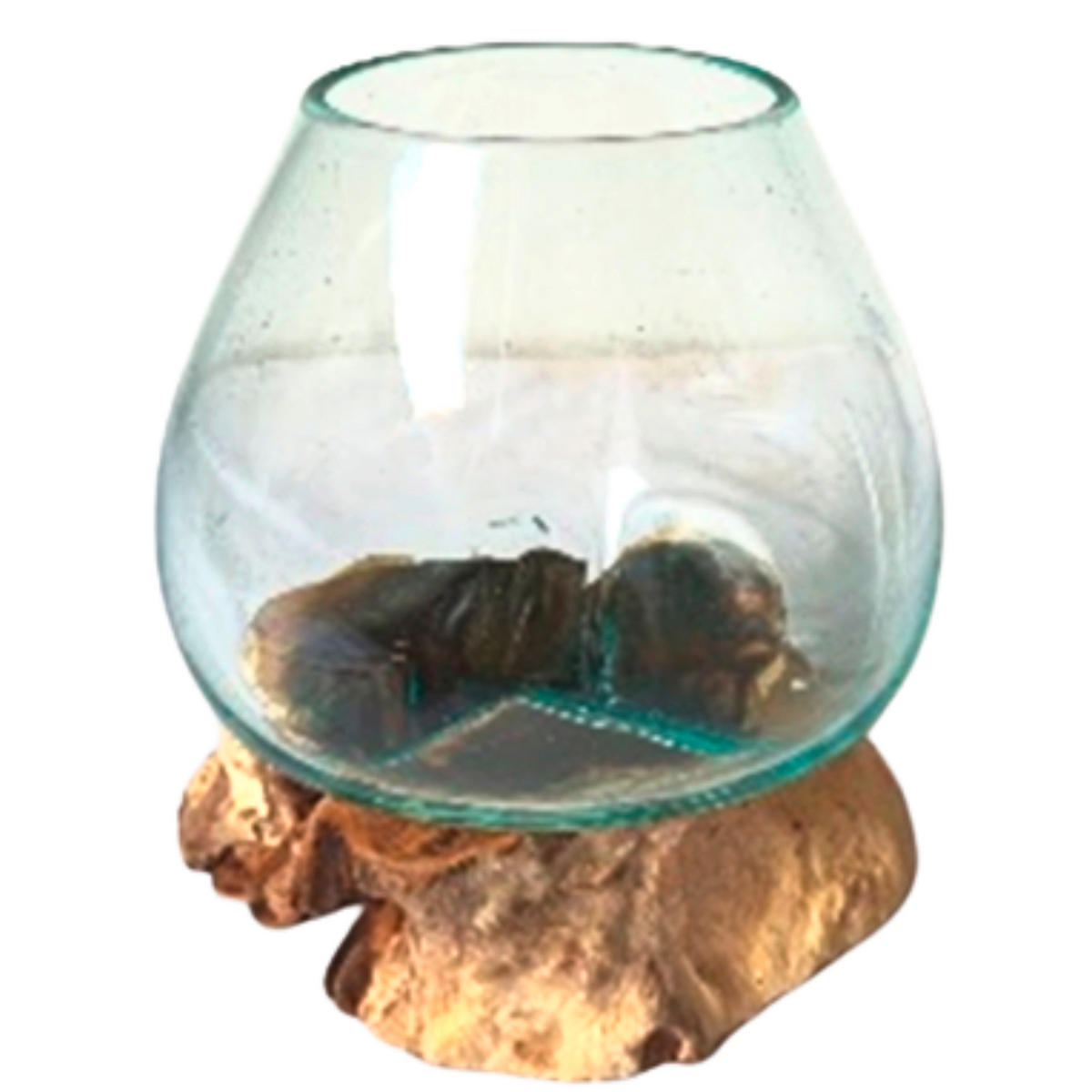 VASE 30 cm  - Klar/Transparent, Natur, Glas/Holz (20/30cm) - Ambia Home