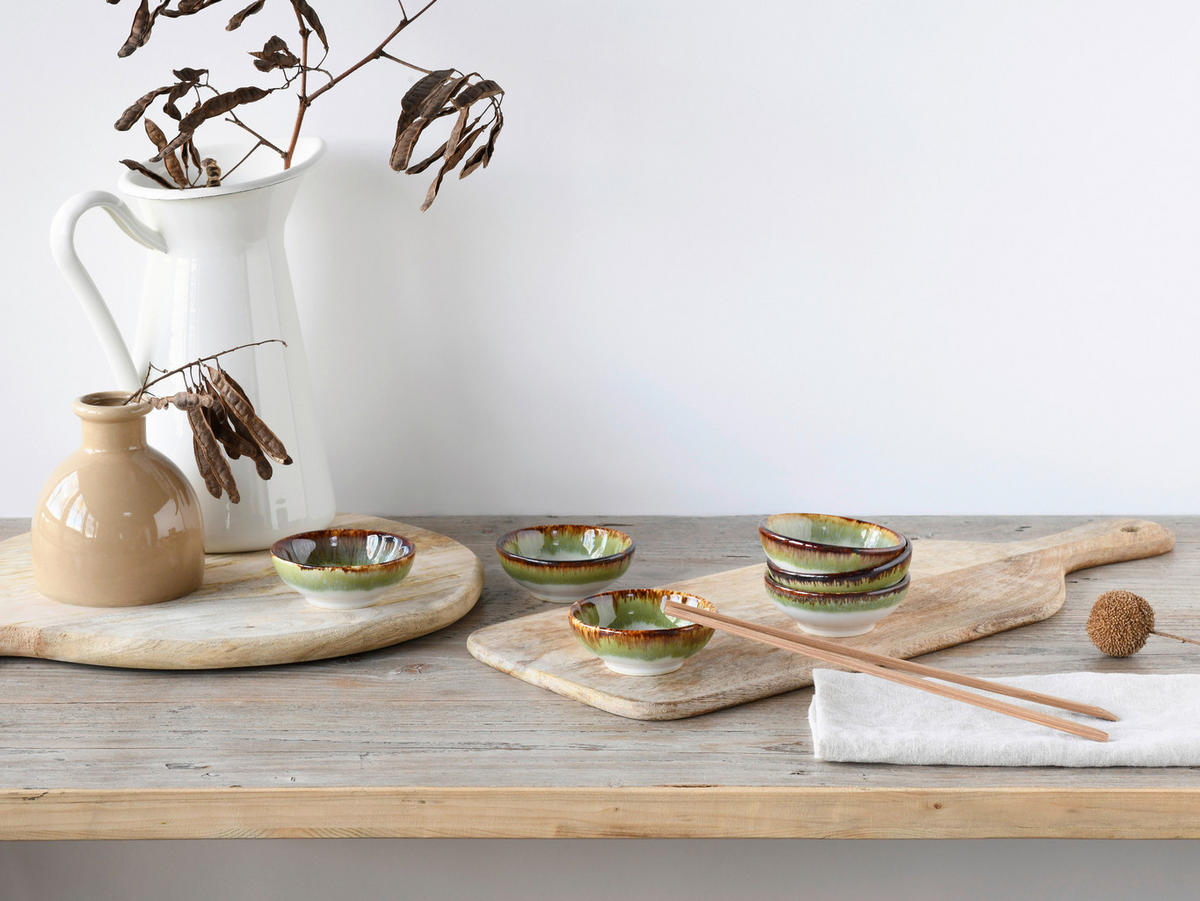 DIPSCHALENSET Keramik Steinzeug  - Weiß/Grün, Design, Keramik - Creatable