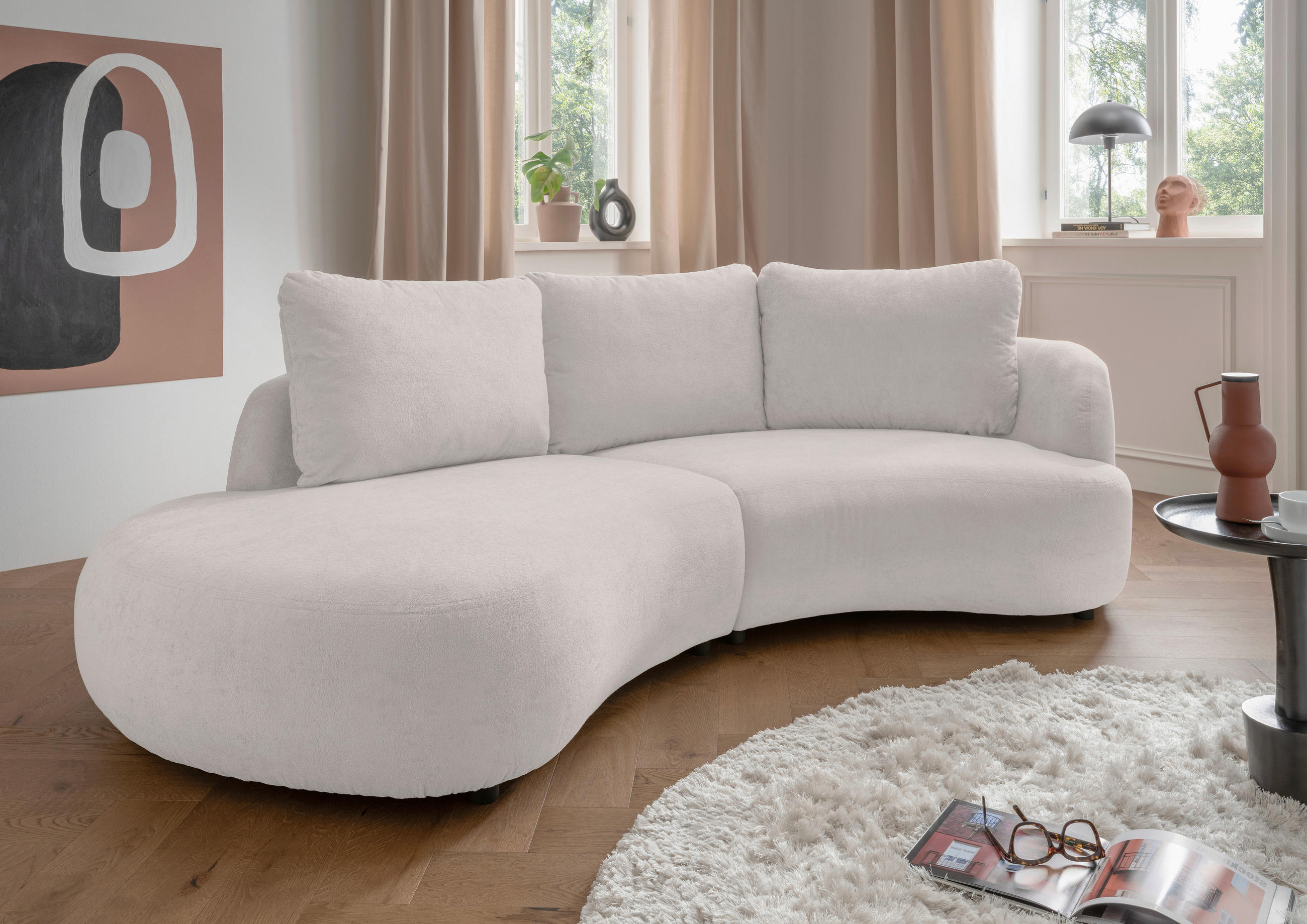 ECKSOFA in Mikrofaser Beige  - Beige/Schwarz, Modern, Kunststoff/Textil (250/139cm) - Livetastic