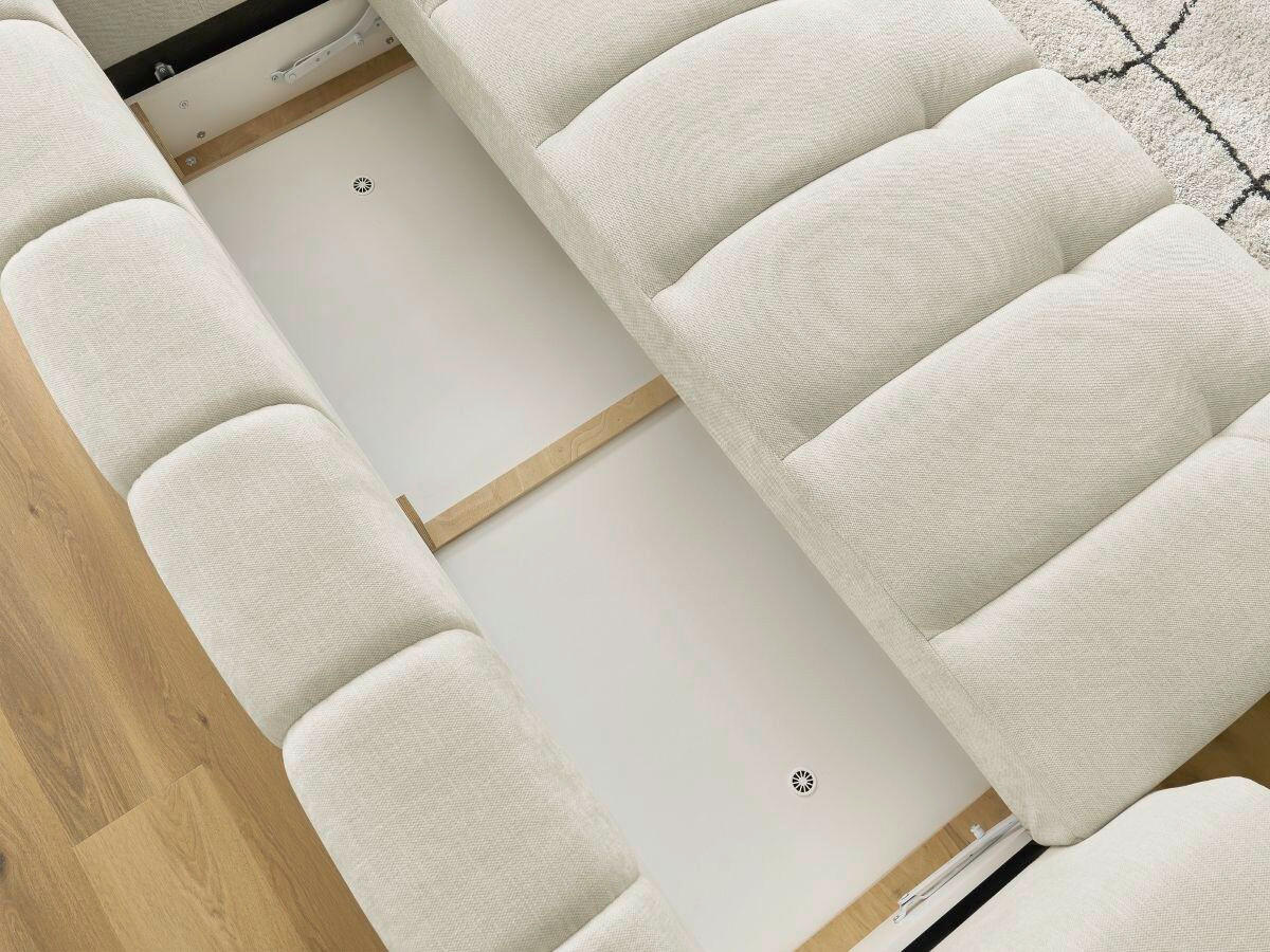 SCHLAFSOFA FUJI Leinenoptik Beige  inkl.  - Beige/Schwarz, MODERN, Kunststoff/Textil (251/113/88cm)