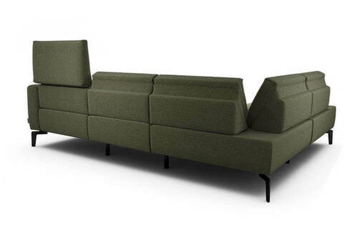 ECKSOFA in Chenille Waldgrün  193/256 cm  - Waldgrün/Schwarz, Design, Textil/Metall (193/256cm) - SENSOO
