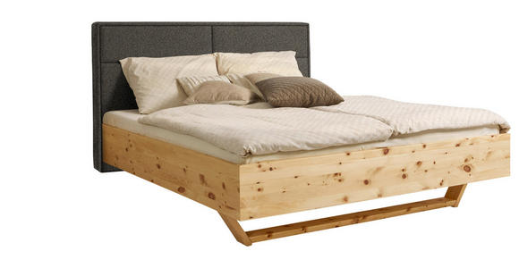 BETT 160/200 cm in Zirbelkieferfarben, Greige - Greige/Zirbelkieferfarben, Natur, Holz/Textil (160/200cm) - Valnatura