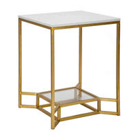 COUCHTISCH - Goldfarben/Weiß, Basics, Glas/Stein (60/47/47cm)