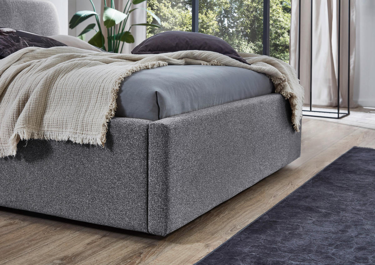 POLSTERBETT 140/200 cm,  in Grau,  - Schwarz/Grau, Design, Holz/Textil (140/200cm) - Stylife
