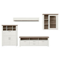 WOHNWAND  in Weiß, Eichefarben  374/207/51,2 cm  - Eichefarben/Weiß, Design, Glas/Holzwerkstoff (374/207/51,2cm) - SetOne by Musterring