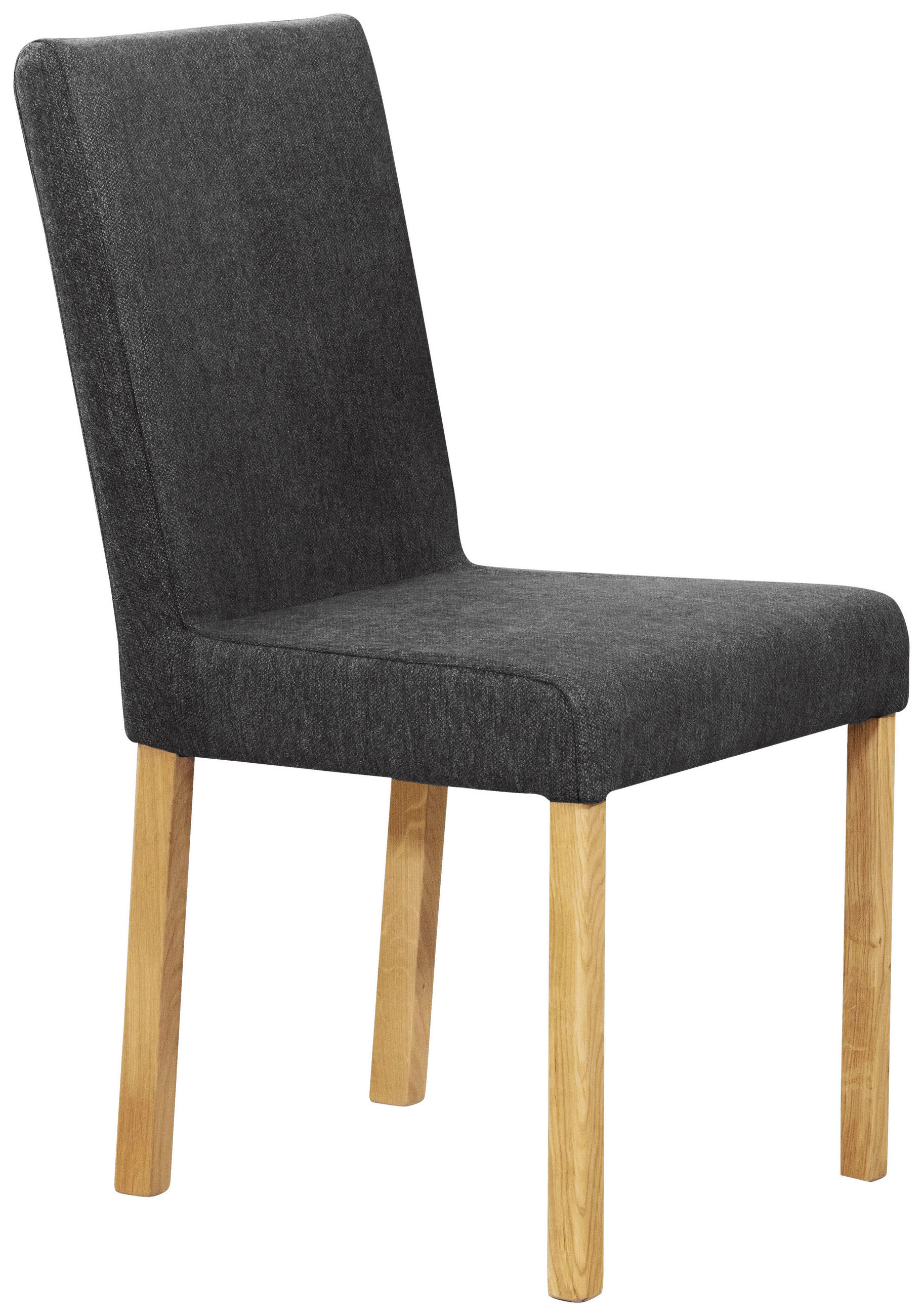 STUHL Webstoff Schwarz, Eichefarben Eiche vollmassiv  - Eichefarben/Schwarz, KONVENTIONELL, Holz/Textil (47/94/59cm) - Linea Natura