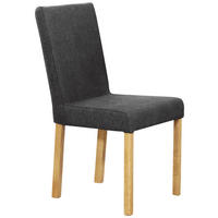 STUHL Webstoff Schwarz, Eichefarben Eiche vollmassiv  - Eichefarben/Schwarz, KONVENTIONELL, Holz/Textil (47/94/59cm) - Linea Natura
