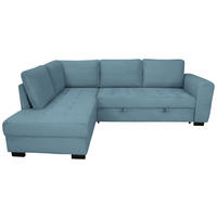 ECKSOFA JOHN Hellblau Cord Rückenkissen, Bettkasten, Liegefläche im Originalstoff  - Schwarz/Hellblau, Trend, Kunststoff/Textil (178/239cm) - P & B