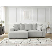 ECKSOFA Ottomane links  ATILLA Hellgrau Flachgewebe  - Hellgrau/Schwarz, MODERN, Kunststoff/Textil (149/244cm)