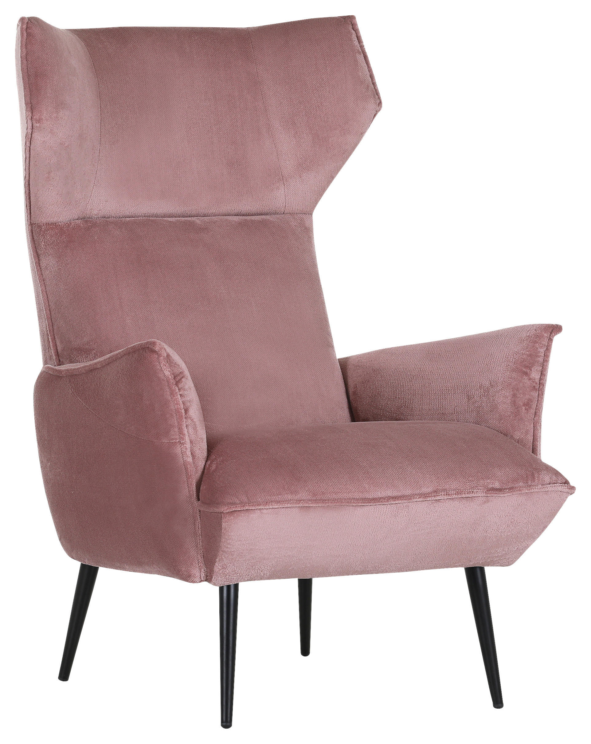 OHRENSESSEL Plüsch Rosa  - Schwarz/Rosa, KONVENTIONELL, Textil/Metall (83/110/92cm) - Carryhome
