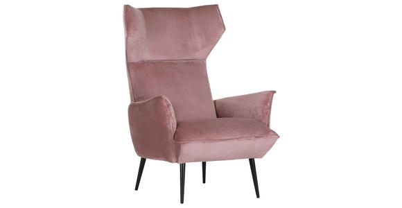 OHRENSESSEL Plüsch Rosa - Schwarz/Rosa, KONVENTIONELL, Textil/Metall (83/110/92cm) - Carryhome