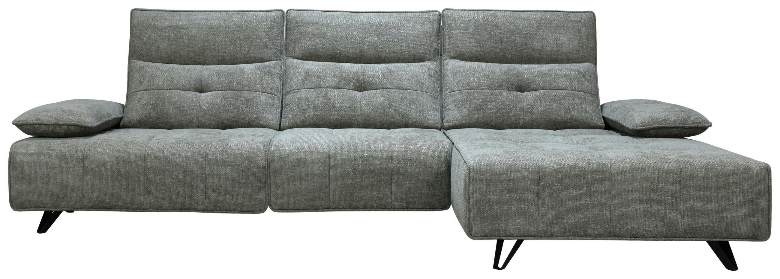 ECKSOFA Grau Chenille  - Schwarz/Grau, Design, Kunststoff/Textil (314/162cm) - Livetastic