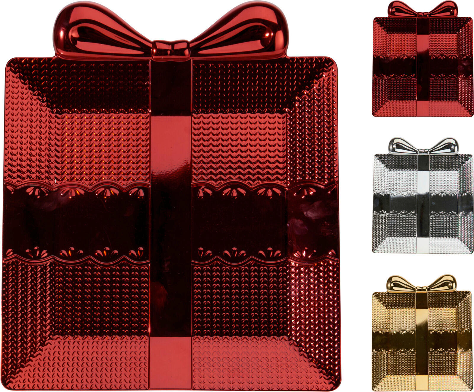 TÁNYÉR 33 cm  - piros/aranyszínű, Basics, műanyag (33cm)