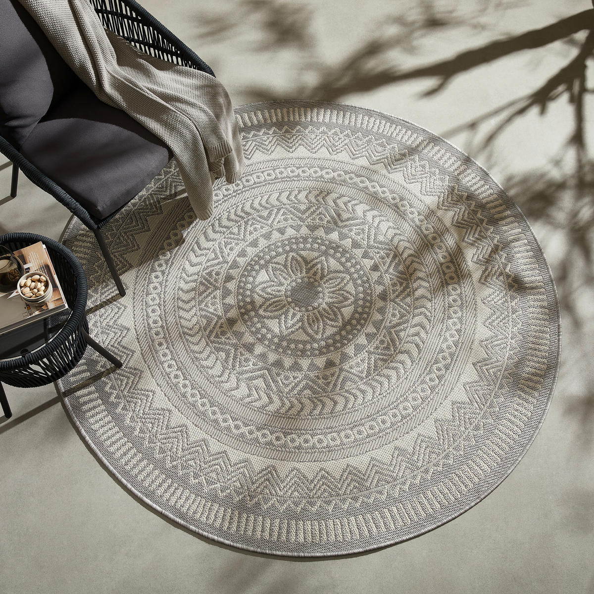 TEPIH ZA UNUTAR./VANJ. UPORAB  120 cm  siva  Skara  - siva, Natur, tekstil (120cm) - Novel