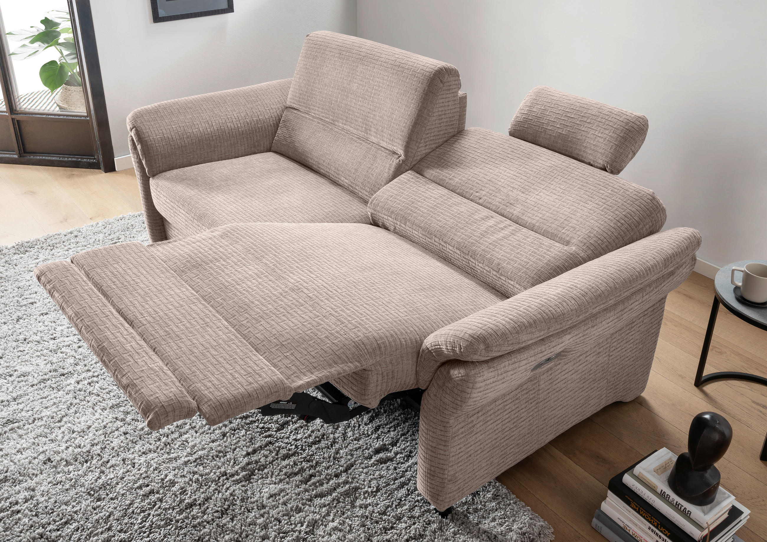 3-SITZER-SOFA Mikrofaser Beige  - Beige/Schwarz, MODERN, Holz/Textil (192/90/89cm) - Livetastic